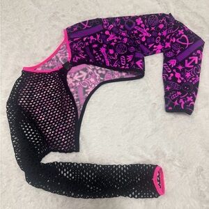 New 3xl neon pink mesh shrug jacket crop top shirt festival rave raver black